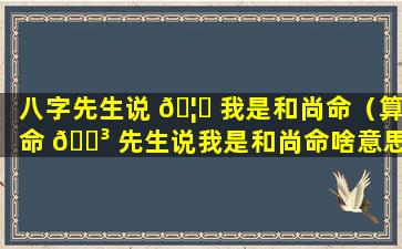 八字先生说 🦉 我是和尚命（算命 🐳 先生说我是和尚命啥意思）